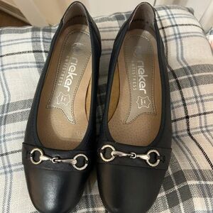 Rieker Women's Dark Blue Loafers with Metallic Detailing